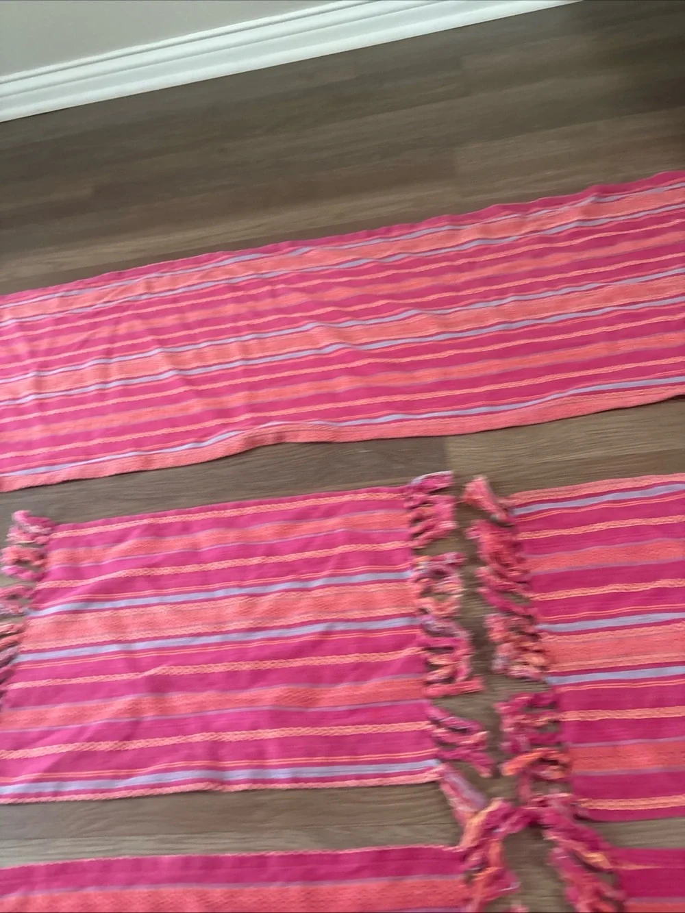 Handwoven Pink Dining Table Runner and Placemat Set